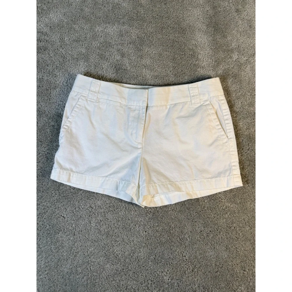 J.Crew Broken-In Chino City Fit White Cotton Twill Shorts Womens 8 Low Rise